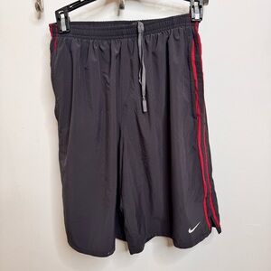 Nike Men's Charcoal FIT DRY Shorts with Red Stripes